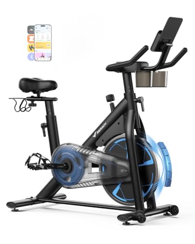 MERACH Exercise Bike, Magnetic Resistance, 330lbs Capacity - color: Blue