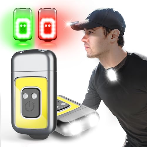 Yls 2 Pack Clip On Running Light - 5 Lighting Modes LED Flashlight, Portable Weatherproof Hat Light, Rechargeable Night Light for Camping, Hiking, Jogging - color: Graphite Gray