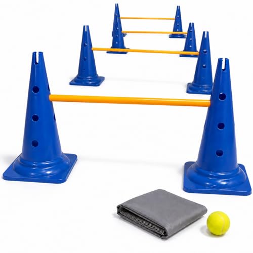 Dog Agility Equipment, 20-Inch Hurdle Set, 10.6 oz Weighted Cones - size: 20-Inch-Blue