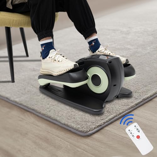 Under Desk Elliptical Machine, Mini Portable Elliptical Machines for Seniors, Electric Seated Pedal Exerciser with LCD Display Monitor, Remote Control, Leg Exercise Equipment for Home Office