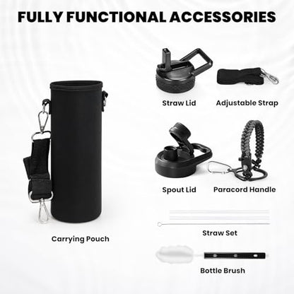 RAYMYLO Insulated Water Bottle 20 oz, Triple Wall Vacuum Stainless Steel - color: Dark Gray, size: 20 Ounces