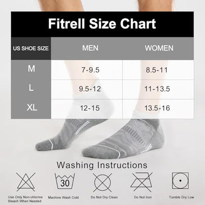 FITRELL Men's 6 Pack Ankle Running Socks Low Cut Cushioned Athletic Sports Socks 7-9/9-12/12-15 - color: Light Gray+white, size: 7-9