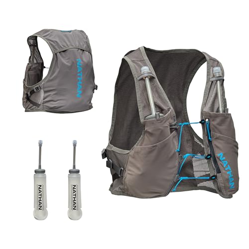 Nathan Hydration Vest - Lightweight, Quick-Fit Fix, Reflective, 4L Storage, Six Pockets, Two 14oz Flasks, Pinnacle Breeze - size: Small-Medium, style: Charcoal