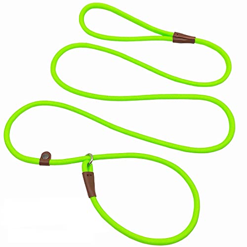 MayPaw Slip Lead Control Leash for Dogs No Pull, 13+ Colors Classic Dog Lead 7 FT Pet Slip Leash, 1/4” Rope Leashes for Small Medium Animals (7ft*1/4", Green) - color: green