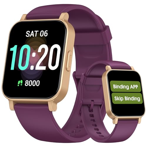 Smart Watch Senior Friendly No App No Phone Required, Waterproof Pedometer - color: Purple