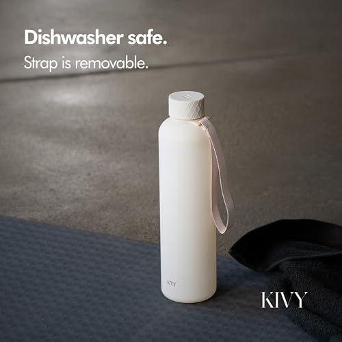 KIVY Slim Water Bottle 32oz Tritan - Lightweight & Shatterproof - BPA-Free - color: Beige White, size: 32 Ounces