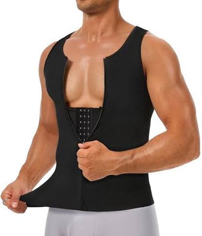 TAILONG Men's Compression Shirt - Shapewear Slimming Undershirt Tummy Control & Gynecomastia Vest Body Shaper Tank Top - color: Black, size: 3X-Large
