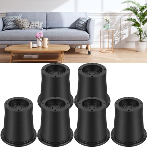 Bed Risers Round Furniture Risers Rubber Sofa Riser Supports Up to 6000 lbs Bed Frame Riser 3.3 Inch Bed Lifts Riser Bed Raising Blocks for Sofa Table Desk Chair(6 Groups and 1 Set,Black) - size: 6 groups and 1 set