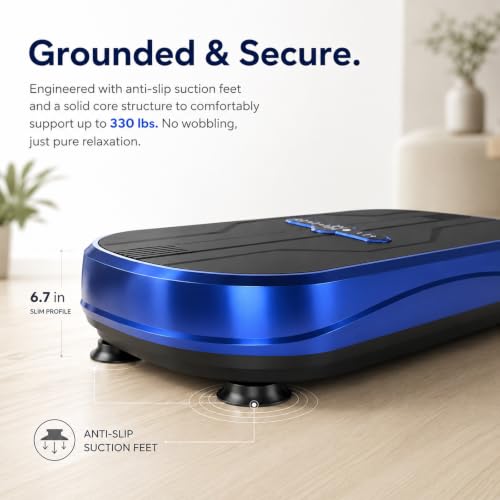 Natini Vibration Plate Exercise Machine, 990 Speed Levels Whole Body Vibrating Plate for Lymphatic Drainage, Home Workout Equipment with Resistance Bands, Remote, 330 lbs Capacity for Home Gym - color: Blue