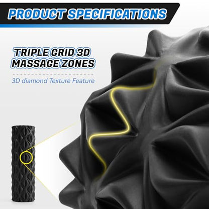 Foam Roller for Deep Tissue Massager High Density Massage Roller - color: Black