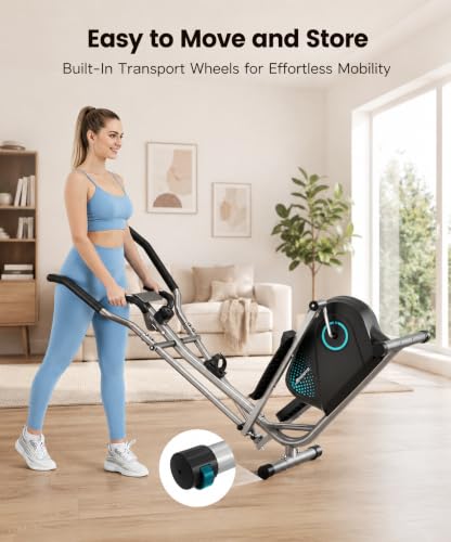 THERUN Elliptical Exercise Machine, Ultra-Quiet Magnetic Machine for Home - color: Turquoise
