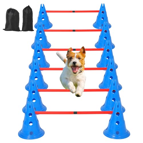 Garvee Dog Agility Hurdle Cone Set — 12 Cones & 6 Rods, Adjustable Height