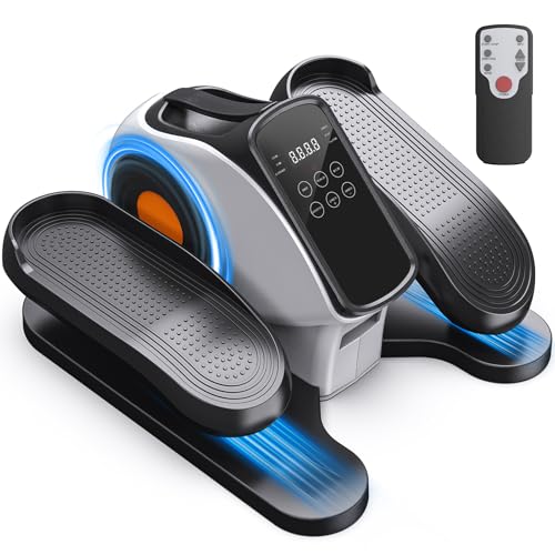 HitGo Under Desk Elliptical, 2-in-1 Electric Pedal Exerciser for Seniors, 10 Resistance Levels, 10 Speeds, 3 Auto Modes, Quiet Leg Exerciser with Remote, Fully Assembled, Non-Slip Pedals