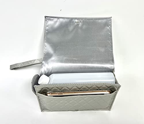 Clutch Purse with Hidden Flask (Silver), Holds 26 oz (800 ml), Party Flask, Handbag Flask, Wine Bag Flask, Flask For Women, Wine Purse - color: Silver