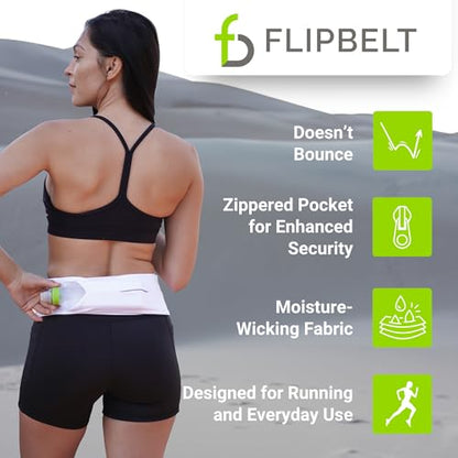 FlipBelt Zipper Running Belt, Waist Pack for Fitness and Running, US Company - color: White, size: X-Small