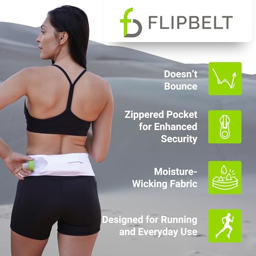 FlipBelt Zipper Running Belt, Waist Pack for Fitness and Running, US Company - color: White, size: Medium