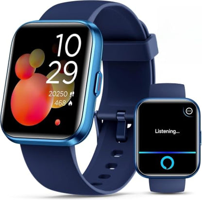 Smartwatch for Women/Men, Compatible with Android & iPhone, 1.8'' Fitness Tracker Watch with Alexa, Call & Notification Alerts, Heart Rate & Sleep Monitor, 120 Sports Modes, Waterproof Smart Watch - color: Blue
