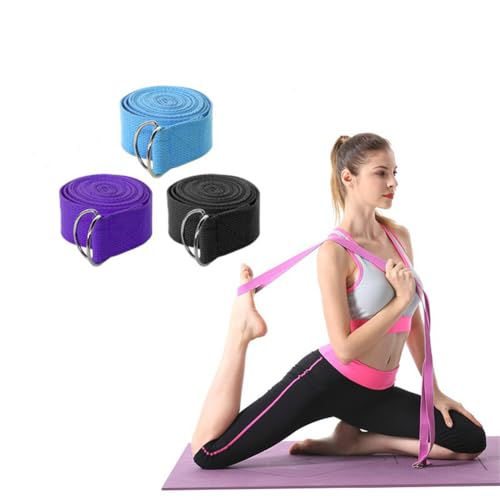 Yoga Strap Stretching Adjustable D-Ring Buckle Non-Elastic Yoga Belt for Pilates Gym Workouts Improve Flexibility - color: Black