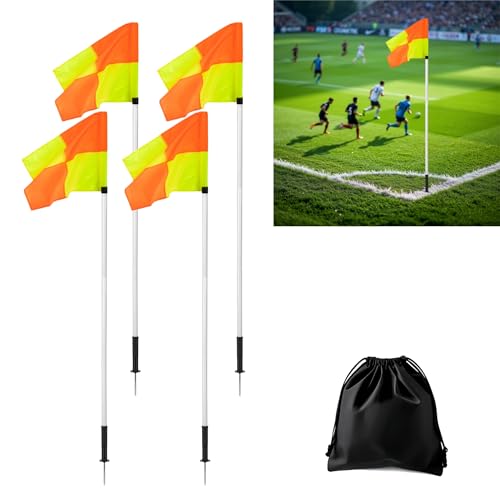 4 Set Soccer Corner Flags for Soccer Field, 5 FT Training Poles, White - color: White