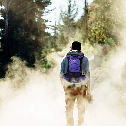 Mothybot Hydration Pack, Insulated Hydration Backpack with 2L BPA Free Water Bladder and Storage, Hiking Backpack for Men, Women, Kids for Running, Cycling, Camping - Keep Liquid Cool up to 5 Hours - color: Purple