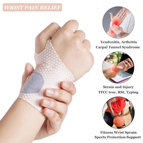 Ultra-Thin Wrist Brace (2Pcs),Lightweight Wrist Wrap for Pain Relief (Skin) - color: Skin Tone