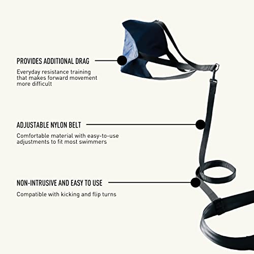 FINIS Swim Parachute for Resistance Training - Builds Strength & Endurance - Adjustable Belt - color: Navy - 12 Inch