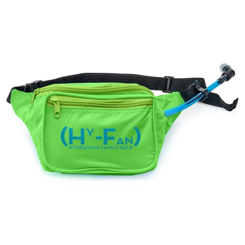 HY-FAN Hydration Fanny Pack with Bladder, 17oz BPA-Free, Hands-Free Design, Secure Pockets, Ideal for Athletic Outdoor Activities, Travel and More - Green - color: Green