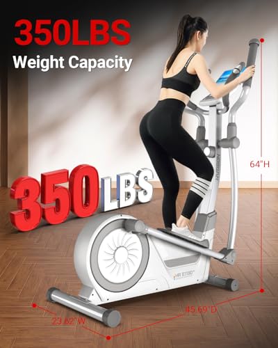 HARISON Elliptical Machine, 350 LB Capacity, 16-Level Resistance - color: Silver