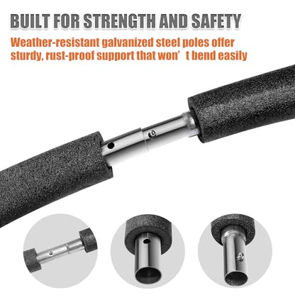 2PCS Trampoline Poles Replacement, Enclosure Curved Poles with T-Connector