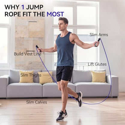 Jump Rope Cotton Adjustable Skipping Weighted jumprope for Women, Adult and Children Athletic Fitness Exercise Jumping Rope - color: Blue, size: 2pcs