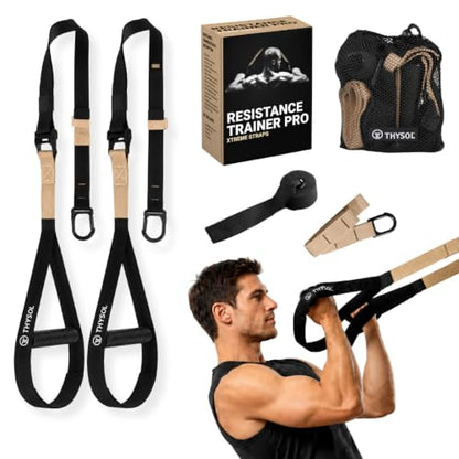 THYSOL Suspension Resistance Trainer PRO Suspension Straps with Door Anchor - color: Beige