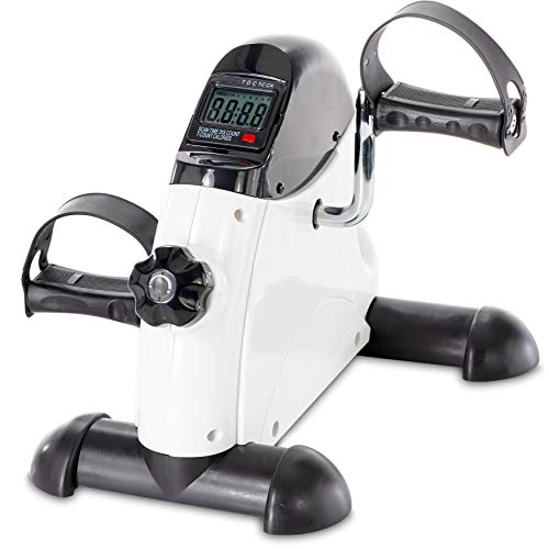 Pedal Exercise Mini Cycle Bike Great for Home or Office Workout - Digital Display for RPMs, Calories, Time, Speed, Distance - Under Desk for Legs -Tabletop for Arms - color: Pedal Bike - White