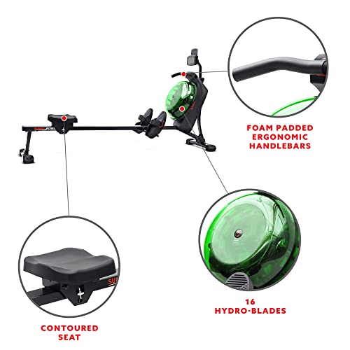 Sunny Health & Fitness Smart Hydro + Magnetic Dual Resistance Water Rower - color: Green