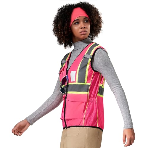 AYKRM 11 color Ladies High Vis Reflective Safety Vest for Women - color: Pink, size: Medium