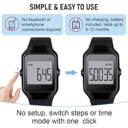 3D Pedometer for Walking, Step Counter for Walking with Steps/Time Modes