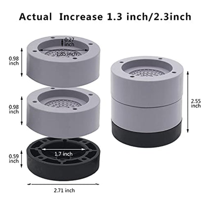 6 Sets Furniture Risers 1", 2 inch Grey Bed Risers, Heavy Duty - color: Grey-6 Pack, size: two layers (2.3 inch)