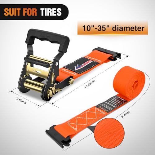 Nilight Wheel Chock Tie Down Kit with 4Pcs E Track Ratchet Straps - color: 4Pcs E-Track Straps+8 Pcs Wheel Chock