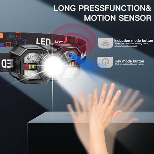 KunHe 20 Pack led Rechargeable Headlamp Flashlight Headlight Motion Sensor 10 Mode for Outdoor Camping Gear Hiking Fishing Running Cycling Headlight Emergency Lights for Home - size: 20 PACK