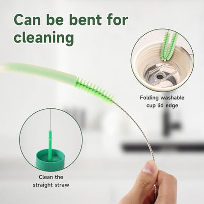 9PCS Reusable Long Colored Straw Cleaner Brush Set 12" Bendable