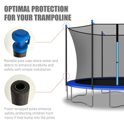 6PCS Trampoline Poles Replacement - Universal Enclosure Poles with Hardware