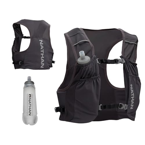 Nathan Pinnacle Featherlite 1.5L Hydration Vest for Running – Ultra-Lightweight, Compression-Fit with Hydrapak Soft Flask - size: Large-X-Large, style: Charcoal/Reflective Silver