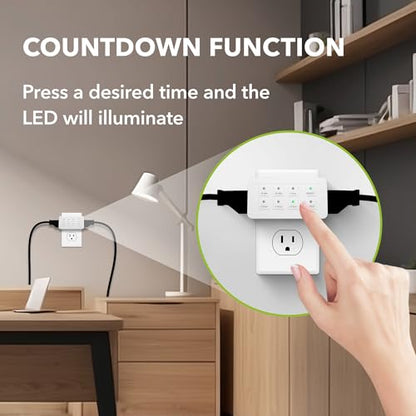 BN-LINK Indoor Countdown Timer with Repeat Function, 2-Outlets, 3-Prong - style: 2 Outlets Countdown Timer