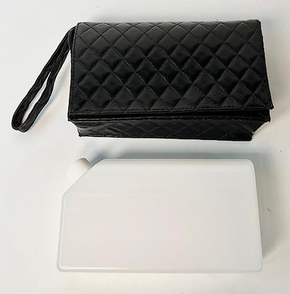 Clutch Purse With Flask (Black), Holds 26 oz (800 ml), Handbag Wine Bag for Women - color: Black