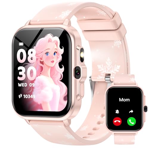 Smart Watch for Kids Boys Age 5-12, Ai Functions Games HD Touch Screen Watches with Video Camera Music Player Pedometer Heart Rate Sleep Tracker Christmas Birthday Gifts for Girls (Pink, 1.85") - color: Pink