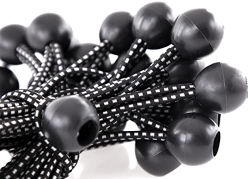 Kotap BB-6B Ball Bungee Cord, Heavy-Duty & Versatile, Indoor & Outdoor, Tarp Tie-Down, Organize & Secure, 6-Inch, Black, 25 Pack - size: 6 Inch, style: 25-Pack