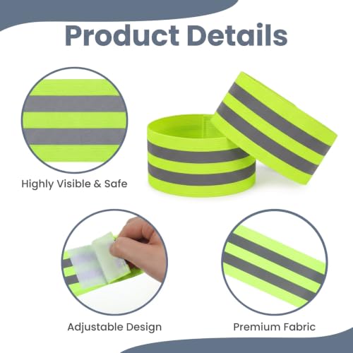 4Pcs High Visibility Reflective Bands, Elastic Reflective Wristbands