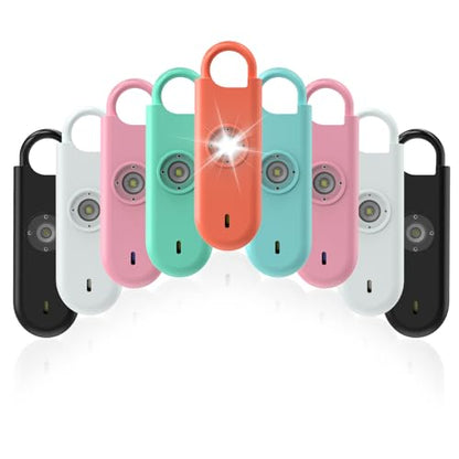 Fauxomor 140dB Personal Safety Alarm for Women 9pack Self Defense Keychain - color: 6 Colors+White+Pink+Black