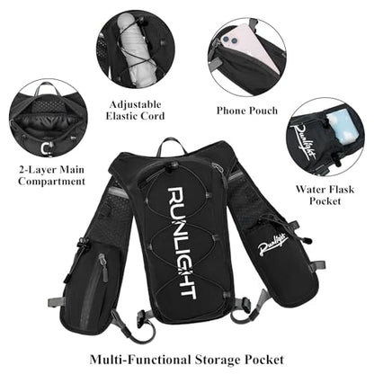 Runlight Running Vest for Women Men Lightweight Hydration Backpack Pack with 1.5L Water Bladder Bag Hydro Daypack for Hiking,Trail,Skiing,Camping,Cycling,Race,Marathon - color: Black-2