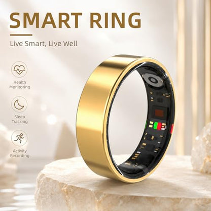 Smart Ring for Women Men, Health & Fitness Tracker Ring (Gold, 9) - size: 9
