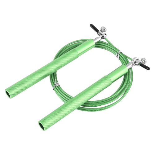 Aluminum Alloy Jump Rope with Ball Bearings – Skipping Rope for Speed Training, Non-Slip Grip and Adjustable PVC Cable - color: Green